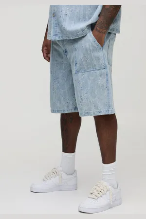 Boohoo Mens Plus Laddered Denim Jorts