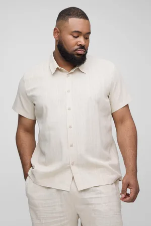 Boohoo Mens Plus Linen Regular Fit Short Sleeve Shirt