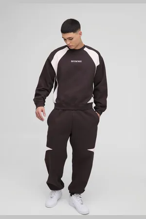 Boohoo Mens Oversized Boxy Colour Block Homme Embroidered Sweatshirt tracksuit