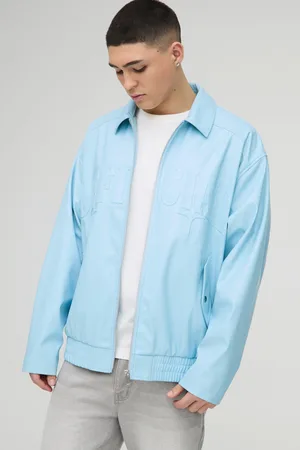 Boohoo Mens Official Oversized PU Embossed Collard Bomber Jacket