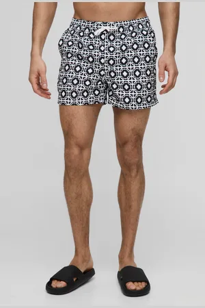 Boohoo Mens Short Length Geo Print Swim Shorts