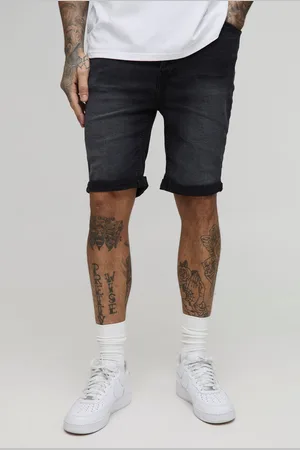 Boohoo Mens Tall Skinny Stretch Ripped Denim Shorts