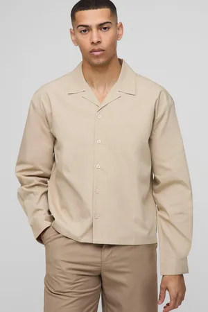 Boohoo Mens Oversized Boxy Dropped Revere Poplin Shirt