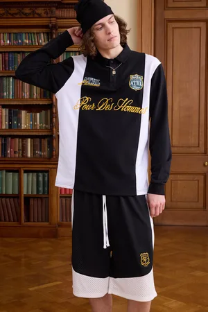 Boohoo Mens Tall Regular Fit Embroidered Varsity Rugby Polo