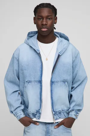 Boohoo Mens Oversized Boxy Washed Denim Hoodie