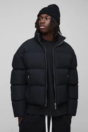 Boohoo Mens Man Boxy Fit Funnel Neck Puffer Coat In