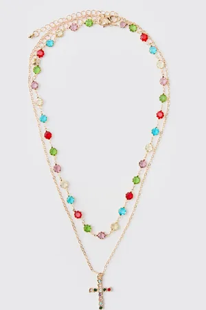 Boohoo Mens Layered Charm Necklace In
