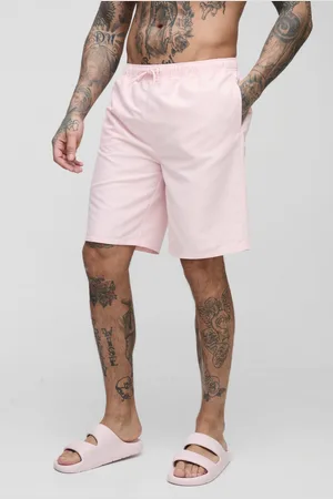 Boohoo Mens Tall Embroidered Long Length Regular Fit Swim Shorts