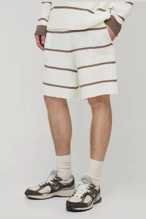 Boohoo Mens Tall Stripe Relaxed Knitted Shorts