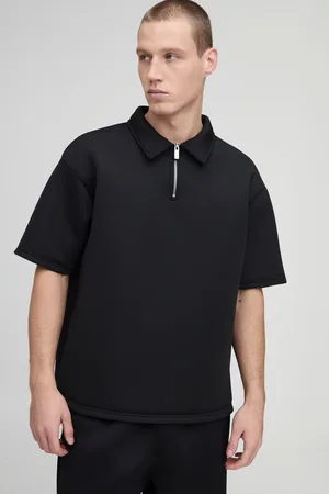 Boohoo Mens Oversized Short Sleeve Bonded Scuba Polo
