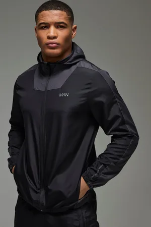Boohoo Mens Man Active Regular Fit Lightweight Colour Block Windbreaker
