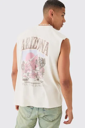 Boohoo Mens Oversized Washed Arizona Back Print vest