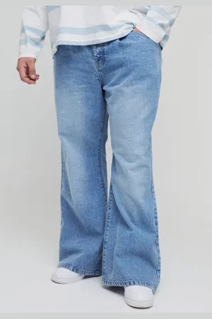 Boohoo Mens Plus Pleat Front Relaxed Flared Jeans