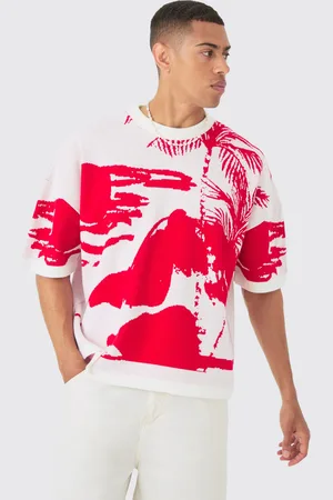 Boohoo Mens Oversized Line Scenic Knitted T-shirt