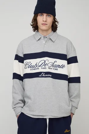 Boohoo Mens Tall Embroidered Oversized Varsity Rugby Polo