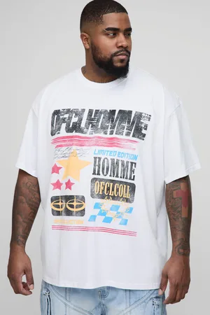 Boohoo Mens Plus Cracked Print Moto Oversized Graphic T-Shirt