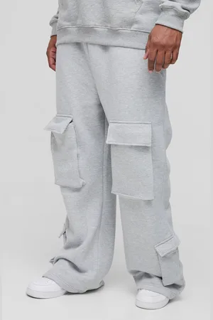 Boohoo Mens Plus Heavyweight Relaxed Flare Cargo Joggers