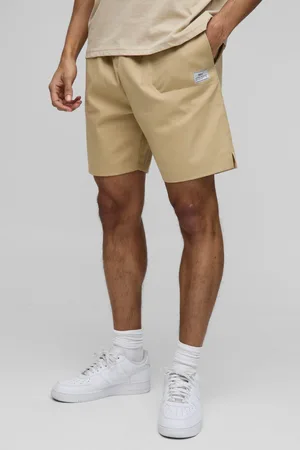 Boohoo Mens Elasticated Waist Relaxed Woven Tab Canvas Shorts