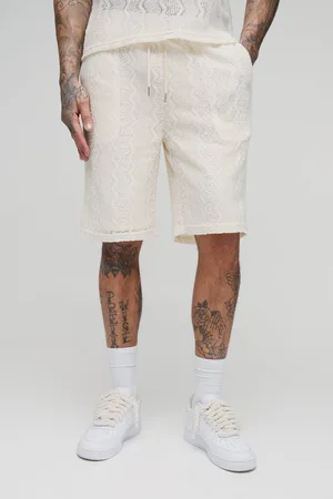 Boohoo Mens Tall Zig Zag Crochet Relaxed Fit Shorts