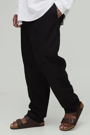 Boohoo Mens Plus Linen Blend Tailored Tapered Trousers