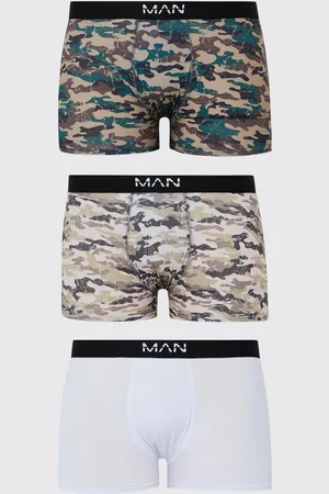 Boohoo Mens Plus 3 Pack Camouflage Printed Boxers