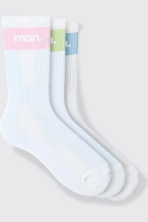 Boohoo Mens 3 Pack Stripe MAN Graphic Sport Sock
