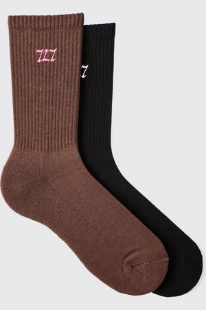 Boohoo Mens 2 Pack 777 Embroidered Sport Socks