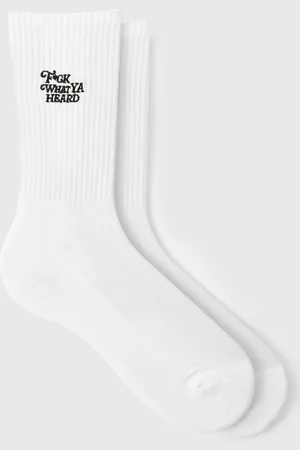 Boohoo Mens Slogan Embroidered Sport Sock
