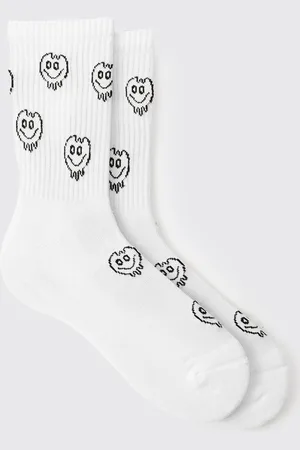 Boohoo Mens Trippy Face Graphic Sport Sock