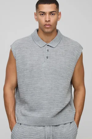 Boohoo Mens Oversized Sleeveless Knitted Polo