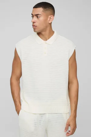 Boohoo Mens Oversized Sleeveless Knitted Polo
