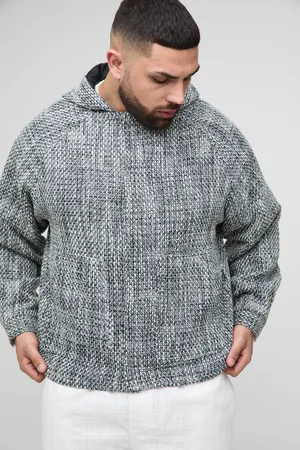 Boohoo Mens Plus Boucle Zip Up Hooded Oversized Jacket