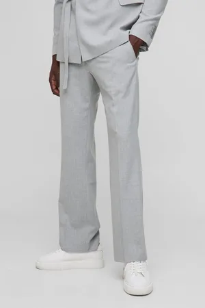 Boohoo Mens Slim Fit Flare Fixed Waistband Suit Trousers