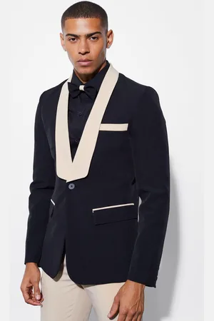 Boohoo Mens Skinny Shawl Contrast Lapel Suit Jacket