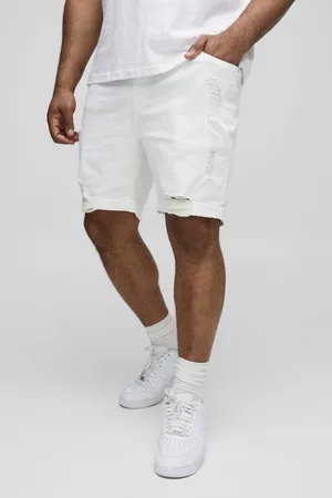 Boohoo Mens Plus Skinny Stretch Ripped Denim Shorts