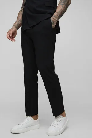 Boohoo Mens Straight Fit Pleat Front Fixed Waistband Suit Trousers