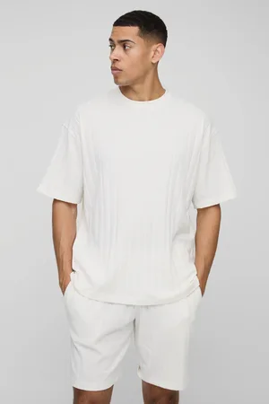 Boohoo Mens Oversized Soft Rib T-Shirt & Shorts Set