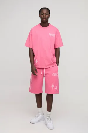 Boohoo Mens Oversized Limited Edition Star Puff Print Graphic T-Shirt & Short Set