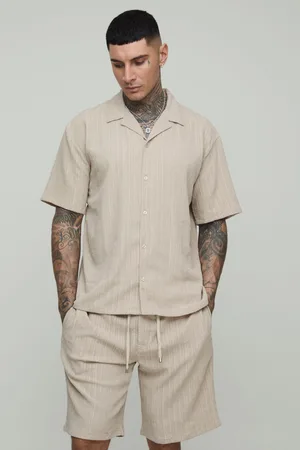 Boohoo Mens Tall Oversized Textured Short Sleeve Shirt & Short Set