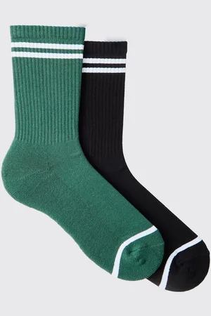 Boohoo Mens 2 Pack Official MAN Highbuild Print Stripe Sport Sock