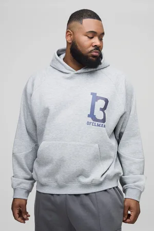 Boohoo Mens Plus 13 Print Oversized Varsity Hoodie