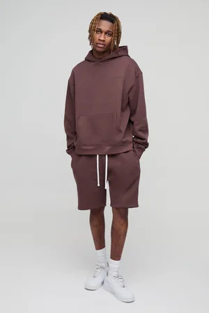 Boohoo Mens 330GSM Tall Oversized Boxy Ofcl Man Short Hooded Tracksuit