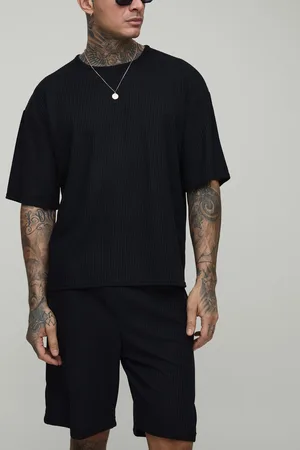 Boohoo Mens Tall Oversized Textured T-Shirt & Short Set