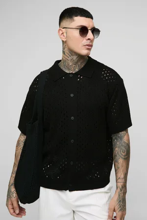 Boohoo Mens Tall Open Stitch Knitted Oversized Shirt