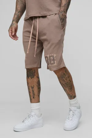Boohoo Mens Tall Loose Fit Waffle Graphic Jersey Shorts
