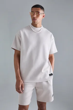 Boohoo Mens Oversized Extended Neck Scuba T-shirt & Relaxed Short Set