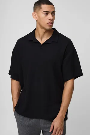 Boohoo Mens Textured Oversized Revere Polo