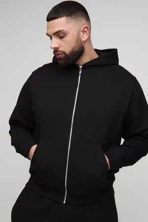 Boohoo Mens Plus 260GSM Loopback Regular Fit Basic Zip Through Hoodie