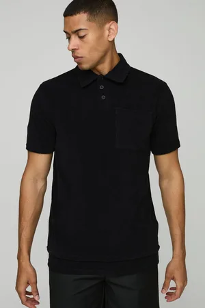 Boohoo Mens Slim Fit Towelling Faux Layer Hem Polo
