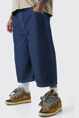 Boohoo Mens Plus Long Line Denim Jorts In